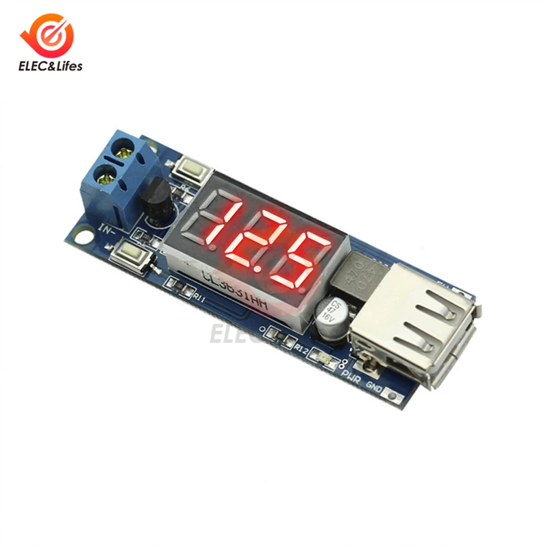 DC-DC 4.5V-40V to 5V 2A Step Down Module digital Voltmeter 5 V USB Charger Power Supply module