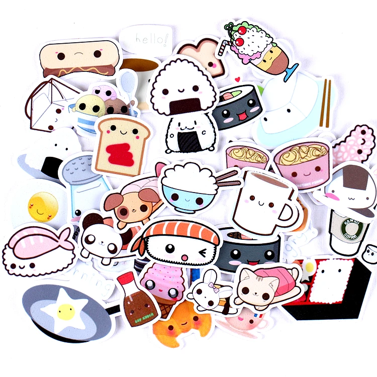 36pcs Creative Cute Kawaii Self-made Expression Food Scrapbooking Stickers /decorative Sticker /DIY Craft Photo Albums/trunk