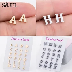SMJEL A-Z Alphabet Earrings Stainless Steel Initial Letter Earrings for Women Girls Personalize Everyday Jewelry bijoux