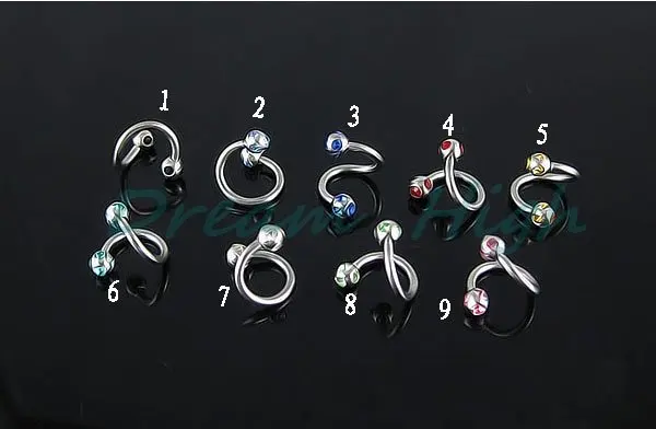 

New Arrival Screw Ear Piercing Jewelry Nose Ring Belly Button Body Jewelry For Women 316L Surgical Steel 24pcs/lot Free Shipping