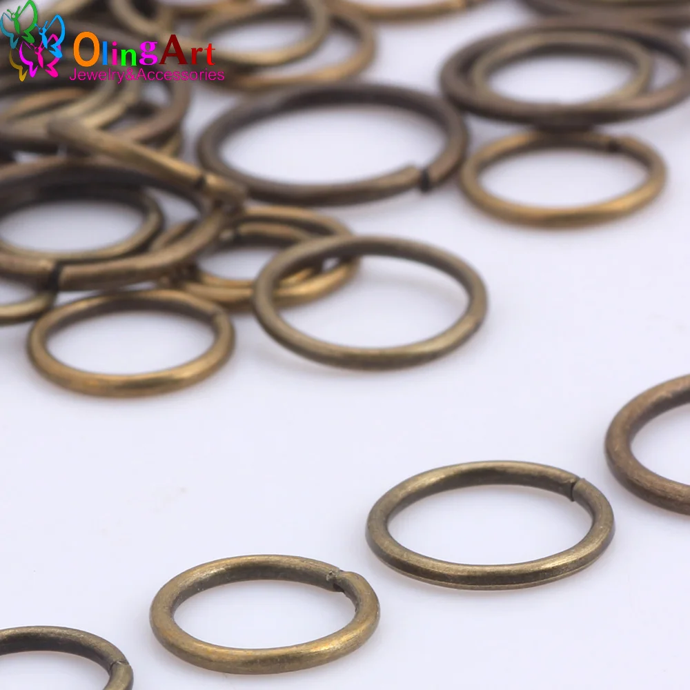 OlingArt Plating Bronze Jump Ring 6mm/8mm/9mm/10mm/12mm link loop Mixed size DIY Jewelry making Connector Wire diameter 1.0MM