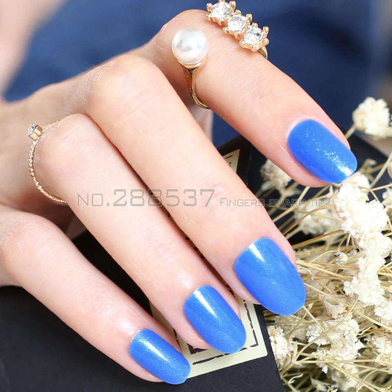 24pcs new product sales long small round sapphire oval head fake nail fit comfortable DIY nail candy color R26 080