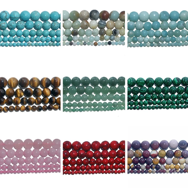 

4 6 8 10mm Natural Stone Beads Amethysts Agates Lapis lazuli Turquoises Stone Beads For Jewelry Making DIY Bracelet Necklace