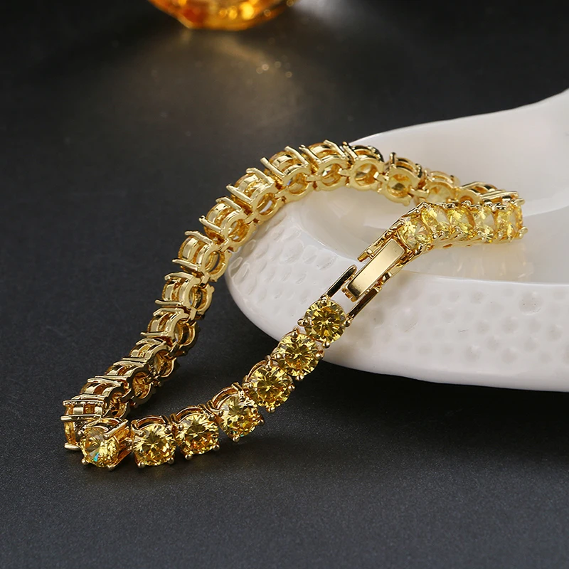 Emmaya Luxury Round Cute Fashion Bracelet Romantic Plated Yellow AAA Cubic Zirconia Bride Wedding Jewelry