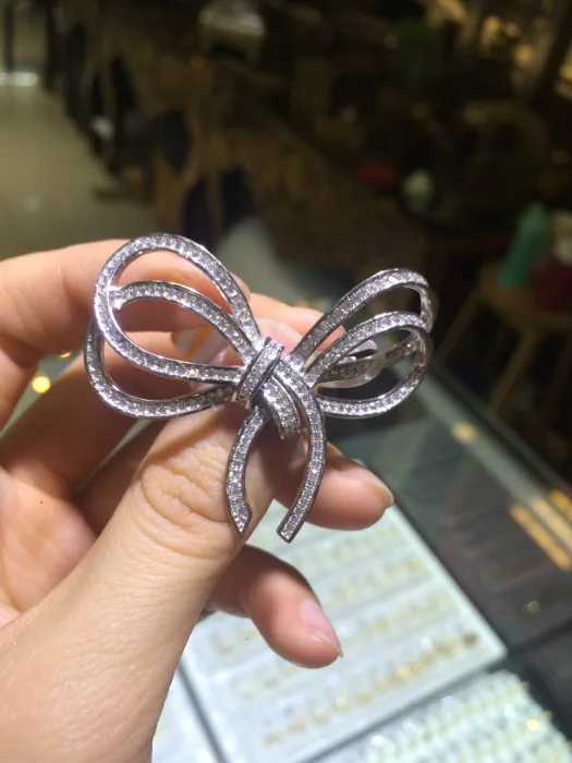 Broche con lazo para mujer, accesorios de abrigo de lana de plata 2016, 925