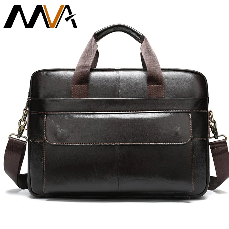 

MVA Leather Bag Men's Briefcase casual computer bags 14inch Men's Genuine Leather Bag Office/Laptop Bags Business Handbags 1115