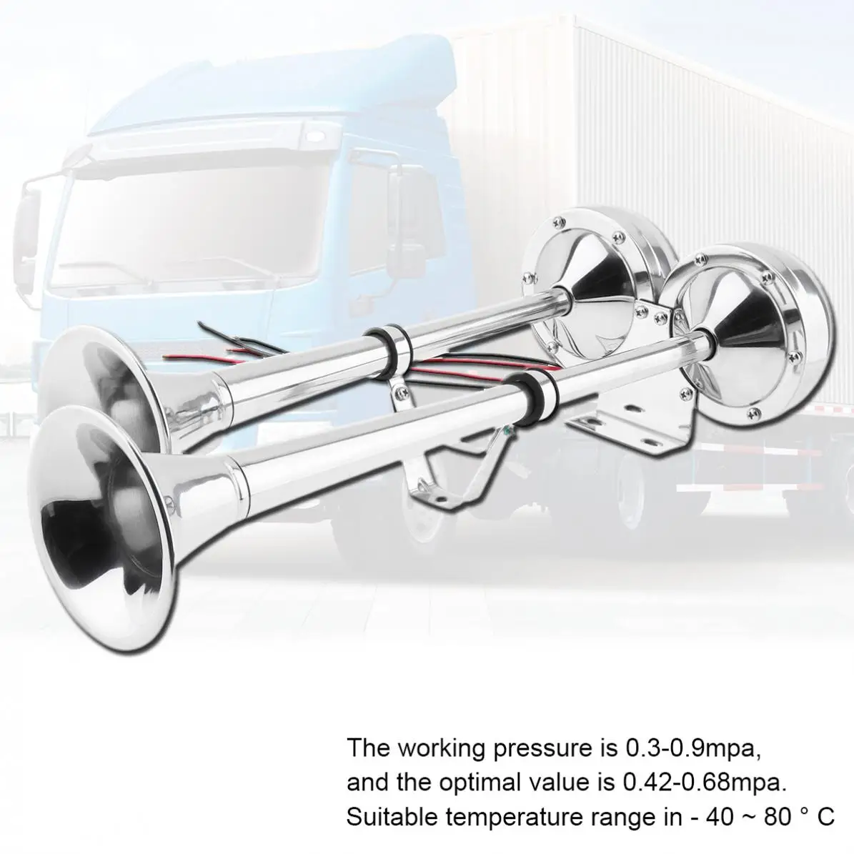 12V /24V 100~115db Super Noisy Dual Car Trumpet Air Horn Waterproof Dustproof No Need Compressor