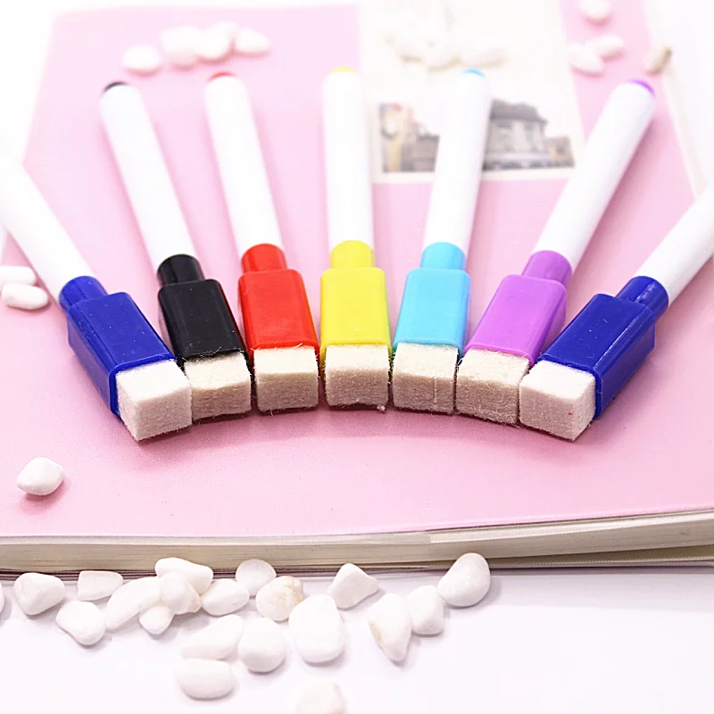 5pcs/lot Whiteboard Marker Pen Built In Magnetic Eraser Kids Stationery Erasable Pen Black Ink Office School Supplies