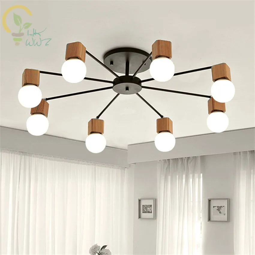 AC100-240V Modern Wood LED Ceiling Lights Living Room Bedroom Children's Room Ceiling Lamp Lustres De Sala Plafon Home Lighting