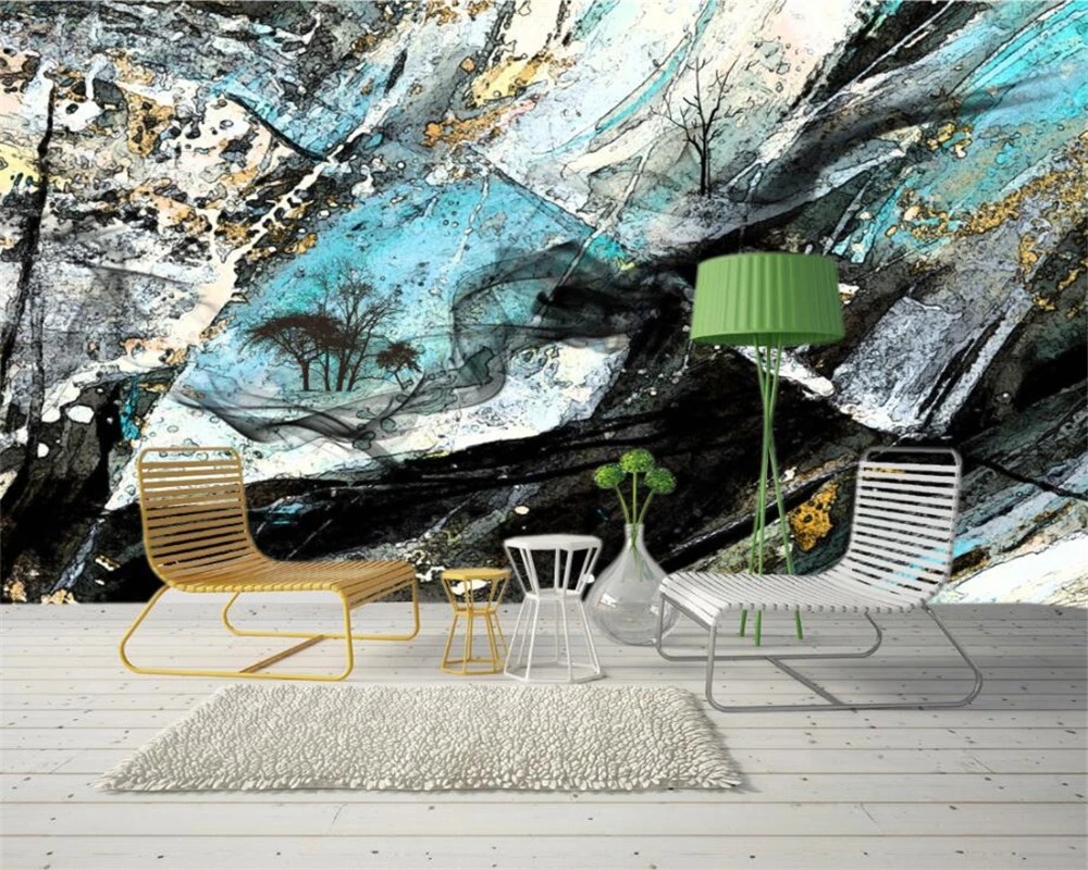 

beibehang Custom wallpaper European black and white watercolor abstract art porch Living room bedroom background 3d wallpaper