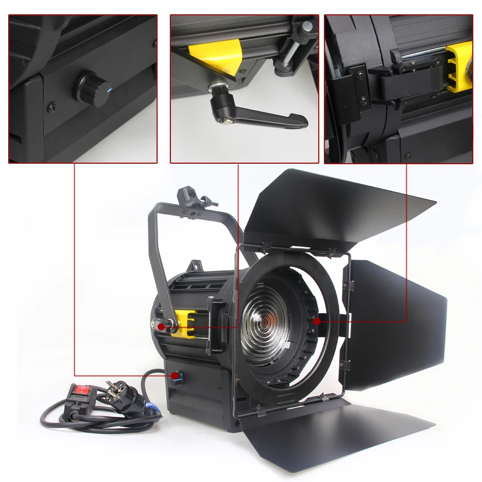 ALUMOTECH Fresnel Spot LED Light 100WX3+StandX3+Case Kit For Camera Video Studio Photography Supporting Equipment