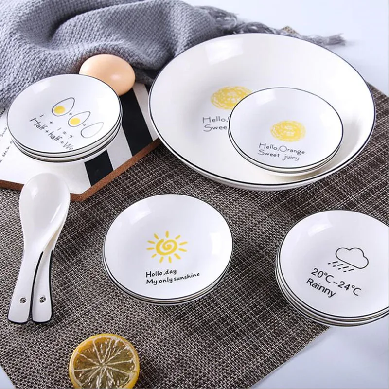 Weather Pattern Ceramics Soy Dish Sauce Vinegar Jam Dishes Kitchen Small Plate Tableware Novelty Gift 10cm