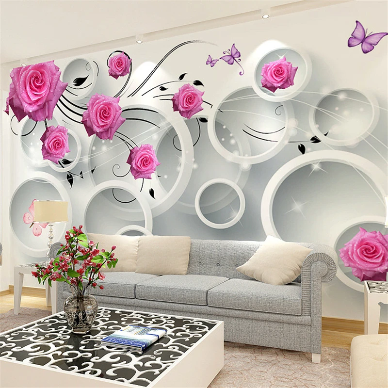 custom 3d silk cloth Geometric flower wallpaper living room TV seamless large scale simple modern warm flowers murals wall paper