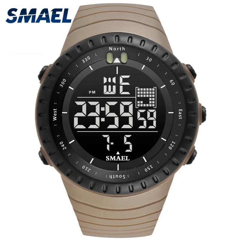 SMAEL Brand New Electronics Watch Analog Quartz Wristwatch Horloge 50 Meters Waterproof kol saati 1237 Digital Alarm Men Watches