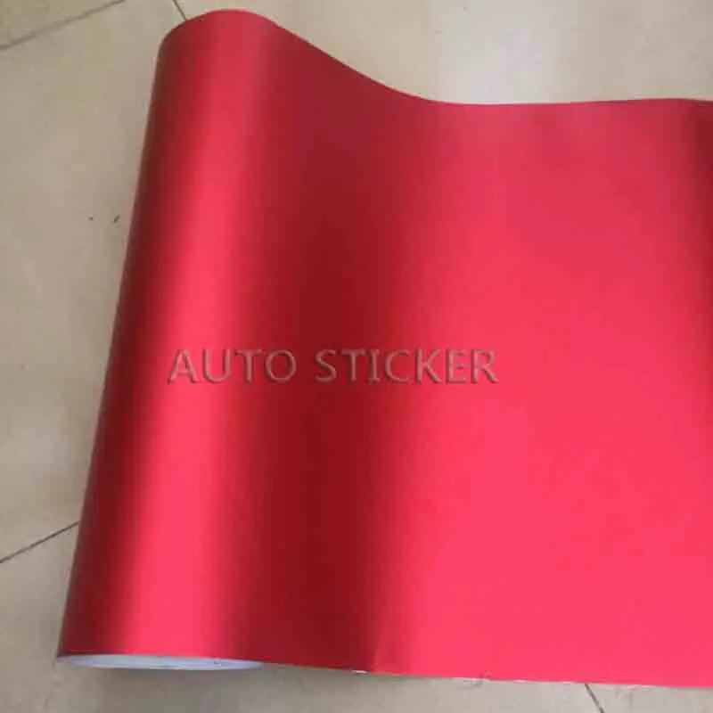 50cmX2M/3M Satin Red Matt Metallic Red Vinyl wrap Car Wrap With Air Bubble Free Car Wrapping Sticker Foil image 6
