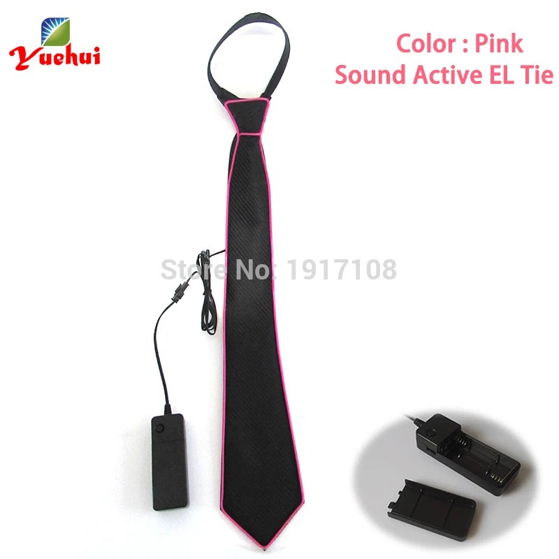 New arrival DC-3V Battery Powered Sound active 10 Color Choice Light Up LED Necktie EL tie For Festival Wedding Party Decoration