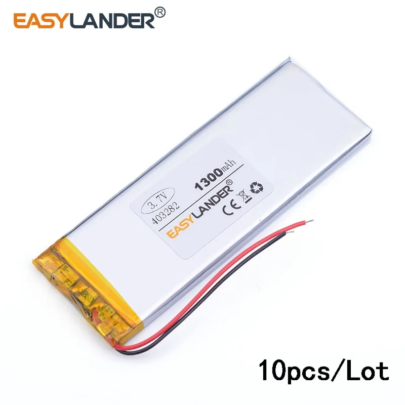 10pcs/Lot 403282 1300mah 3.7V Rechargeable Lithium Li-ion Polymer Battery