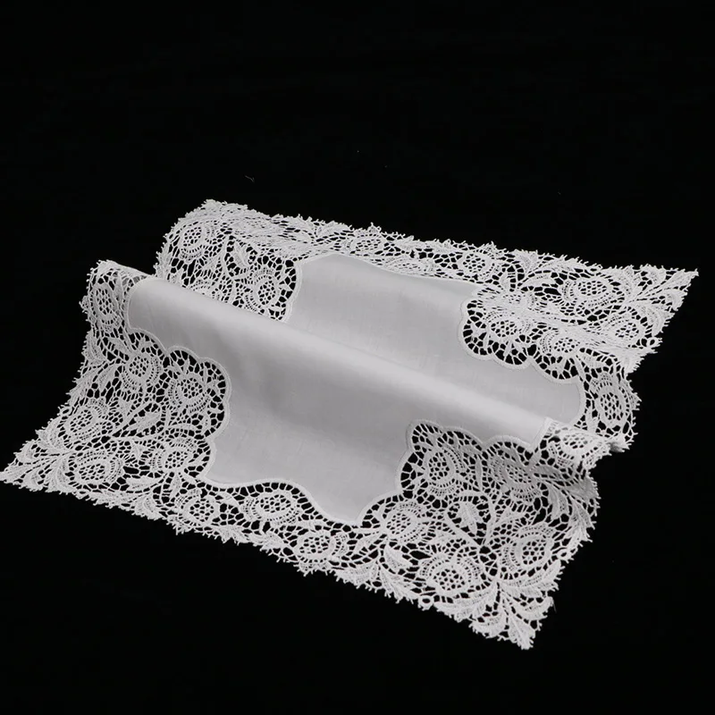 A007: White premium cotton lace handkerchiefs  crochet hankies for women/ladies wedding gift