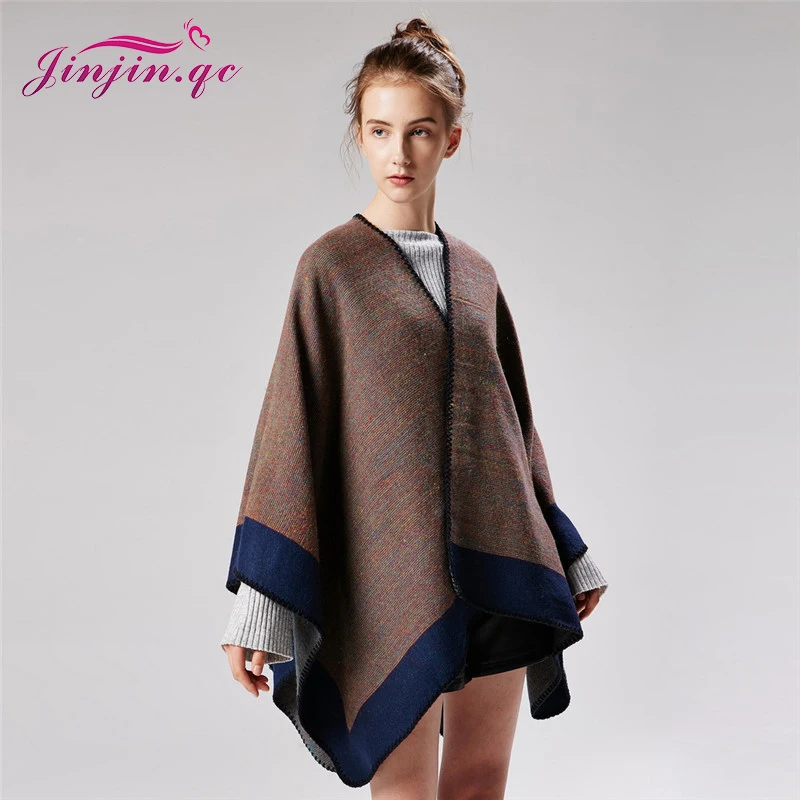 

Jinjin.QC 2019 Women Fashion Ponchos and Capes Winter Cashmere Poncho and Cape Echarpe Foulard Femme Drop Shipping