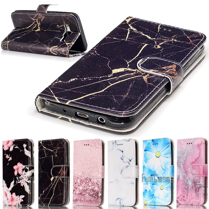 Capinhas Para Etui For Samsung Galaxy A5 2017 2016 A510F A510M Case Cover Leather Wallet Case Marble Flower Butterfly Coque Capa