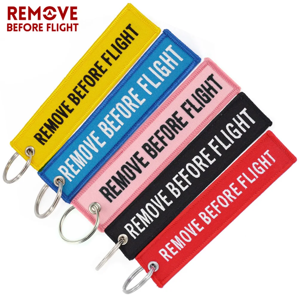 Chaveiro de chaveiro bordado, remove before flight flight