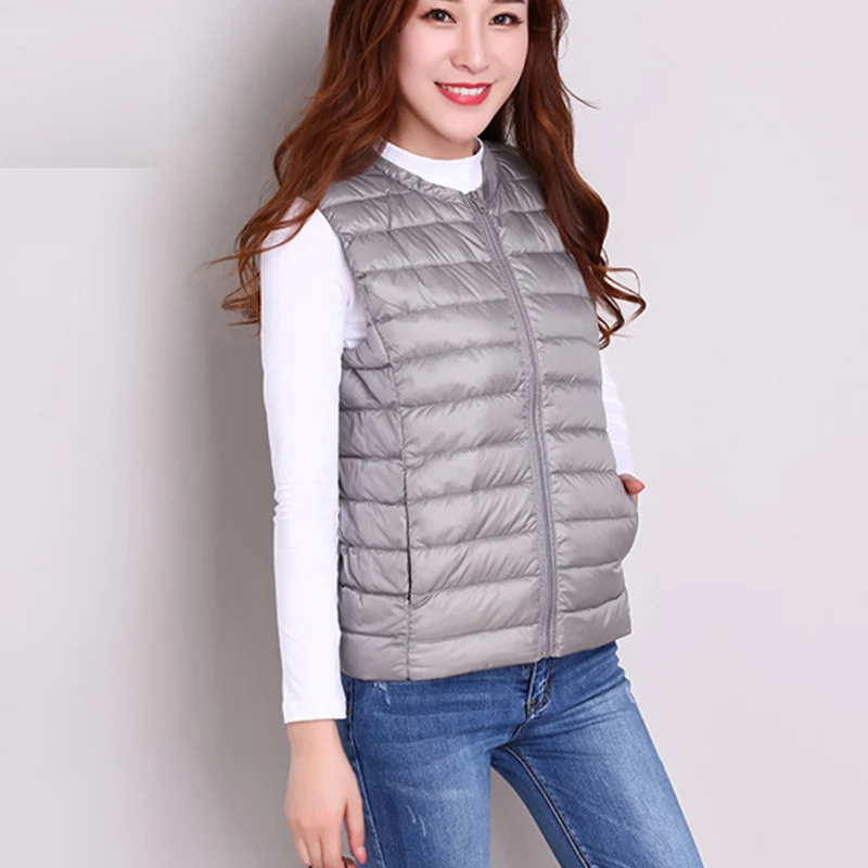 addnew white duck down women vests winter Ultra Light Duck Down sleeveless Jacket waistcoat autumn red black keep warm Waistcoat