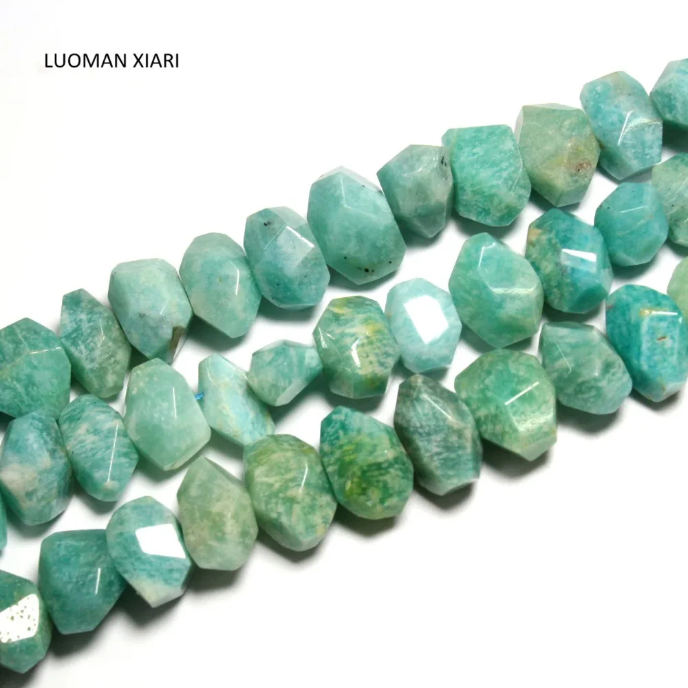 

LUOMAN XIARI Natural Facet irregular Amazonite Stone Beads For Jewelry Making DIY Bracelet Necklace Material about Strand 15''