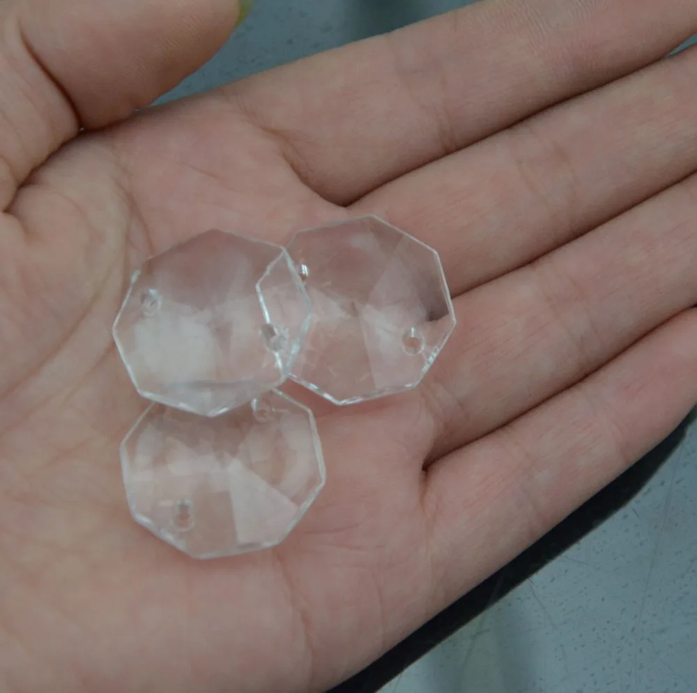 1000pcs/lot 14mm Crystal Acrylic Octagon Beads Clear Loose Beads For Strand Garland Crystal Chandelier Parts For Home Decoration