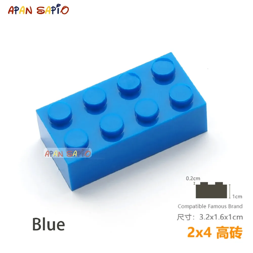 10pcs/lot DIY Blocks Building Bricks Thick 2X4 Educational Assemblage Construction Toys for Children Size Compatible With Brand