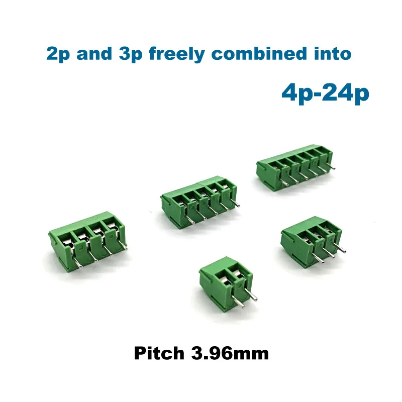 50 Stück Schraubklemmenblock mit 3,5/3,96mm Rastermaß PCB-Anschlussklemme WJ350V 2P 3P Gerade Stiftleiste Morsettiera Anschlussblock 300V 7A – Detail 3
