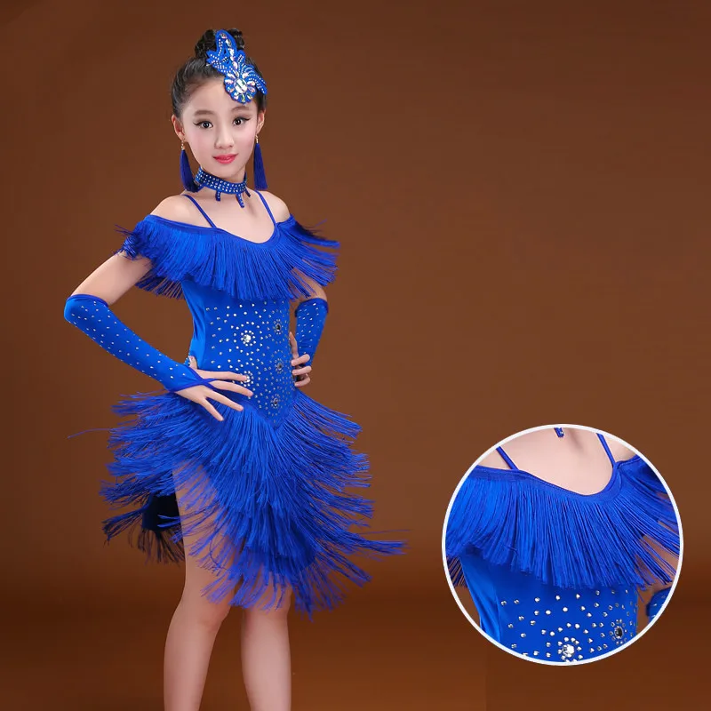 

New children's Latin dance dress autumn performance dress tassel drill test grading children's dance practice clothing girls