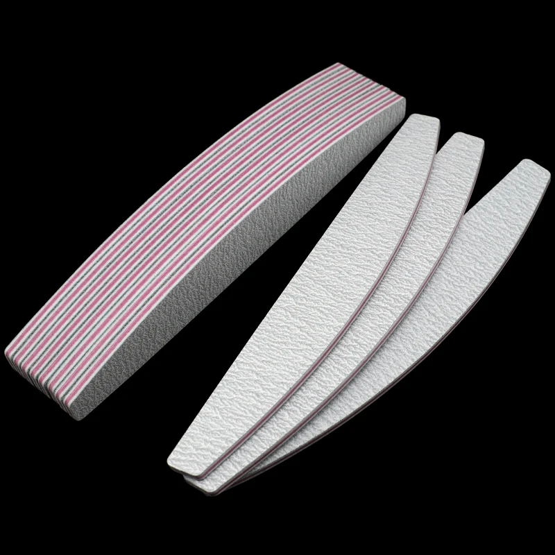 100pcs Grey Professional Nail Files Sanding Block nail buffer 100/180  Curved Boat File Manicure Tools lima a ongle Wholesale