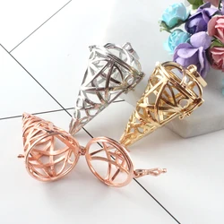 2PCS Coning Icecream Openable Cage Locket Copper Pendant Charm Women Jewelry Findings Perfume Aromatherapy