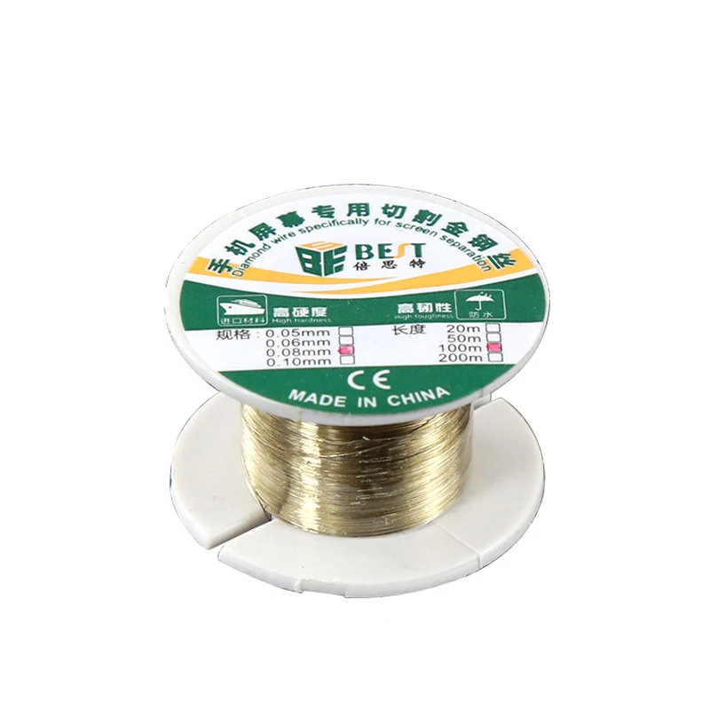 100M 합금강 절단 라인 0.05mm 0.06mm 0.08mm 0.1mm 몰리브덴 와이어, 전화 LCD 화면 분리