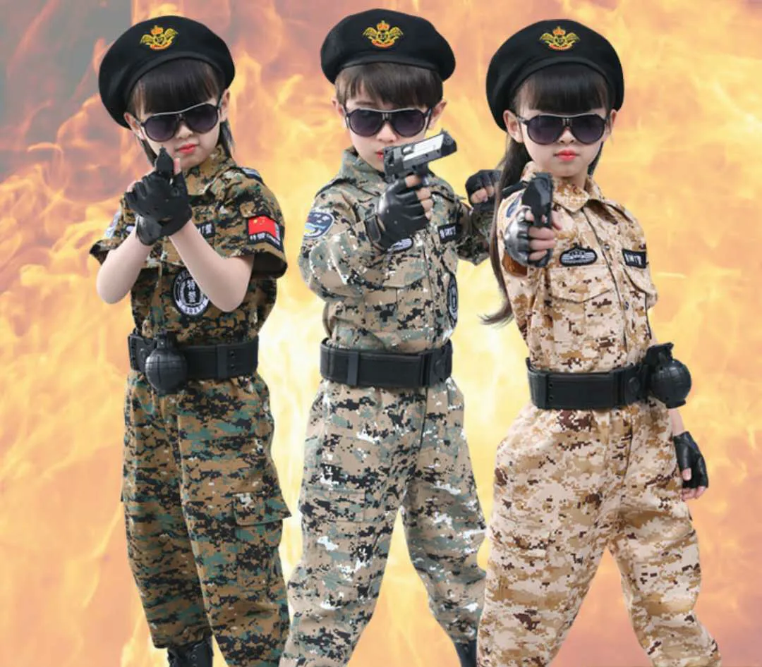 Children Boy Airsoft Military Tactical Uniform Teenager Camp Camouflage Army Training Costume Girl Kids Camouflage Uniform 90