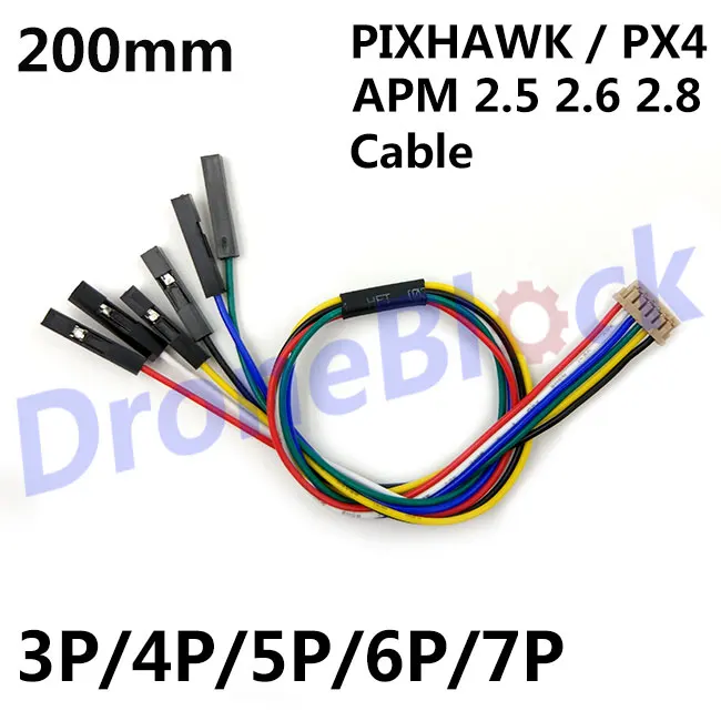 

10PCS DF13 1.25mm Pitch Connectors Cable 200mm for Pixhawk Navio2 APM 2.5 2.6 2.8 Cable Wire RC