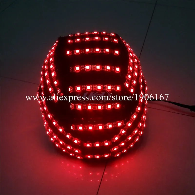 Fashion Colorful LED Luminous Robot Women Helmet RGB Led Growing Flashing Headwear For Party Event Supplies