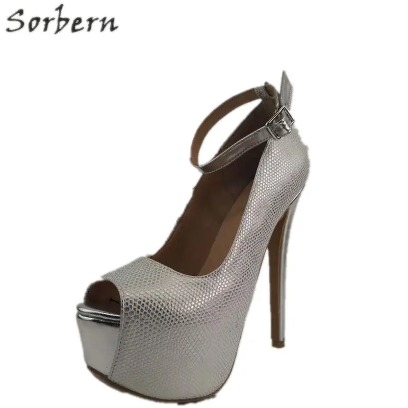 

Sorbern Designer Shoes Women Luxury 2019 Buckle Strap Platform High Heels Peep Toe Plus Size Plus Size Ladies Party Pumps