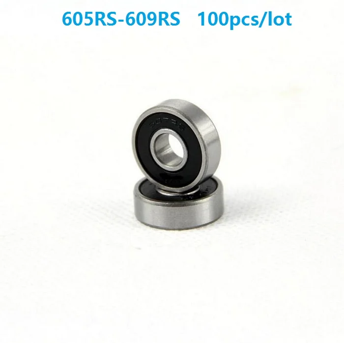 

100pcs/lot 605RS 606RS 607RS 608RS 609RS 8mm Miniature Rubber Sealed Deep Groove Ball bearing 605 606 607 608 609 2RS RS