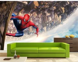 Large Spideman Cartoon Murals 3d Wall Murals Wallpaper for Child Room Baby Kids Room 3d Photo Mural 3d Cartoon Murals