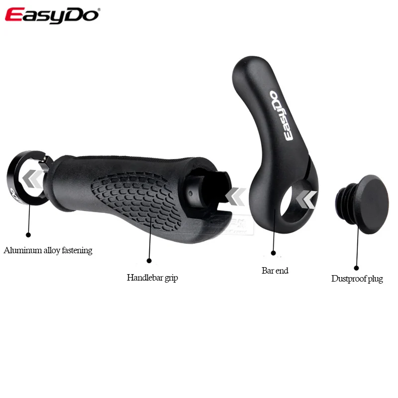 EasyDo Bicycle Bike Components Bar ends MTB Handlebars Rubber Grips & magnesium alloy Handle bar Ergonomic Soft Grips 1020D