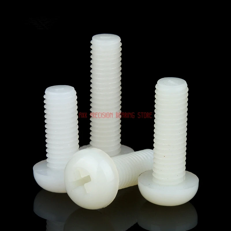 2023 Top Fashion Promotion Wood Screws Parafuso 100pcs Din7985 M4x8mm Nylon Round Head White Plastic Cross Screw M4*8mm