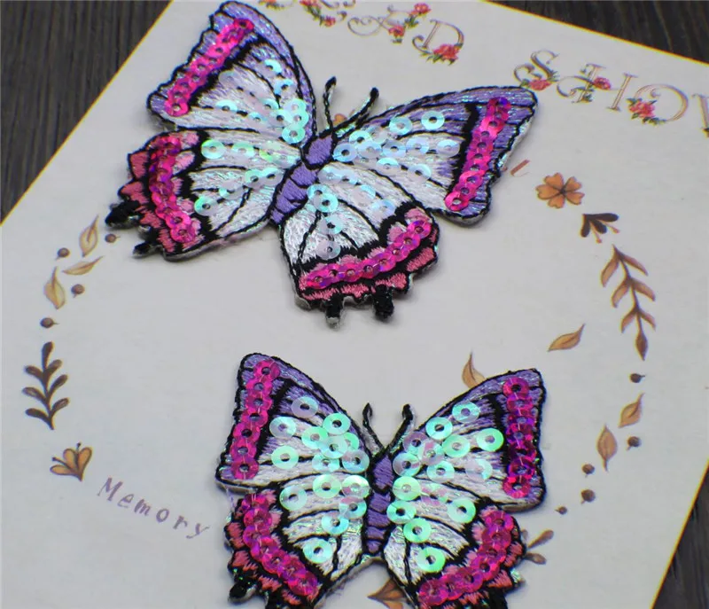 AHYONNIEX Marke 1PC pailletten schmetterling patch Eisen auf patches für kleidung kostüm kleber stickerei paste rock dekoration – Detail 8