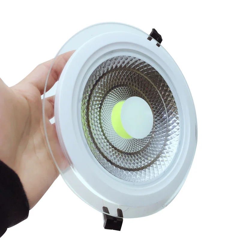 Nowy projekt COB LED typu Downlight 25W szkło LED oświetlenie panelowe sufitowe wpuszczone oświetlenie lampa reflektor LED AC85-265V ze sterownikiem