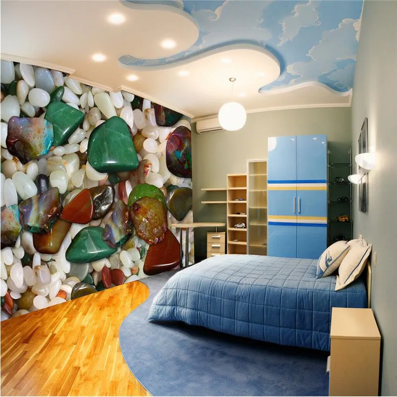 beibehang Modern sticker 3D floor painting bathroom mural HD color natural stone non-slip waterproof self-adhesive PVC Wallpaper