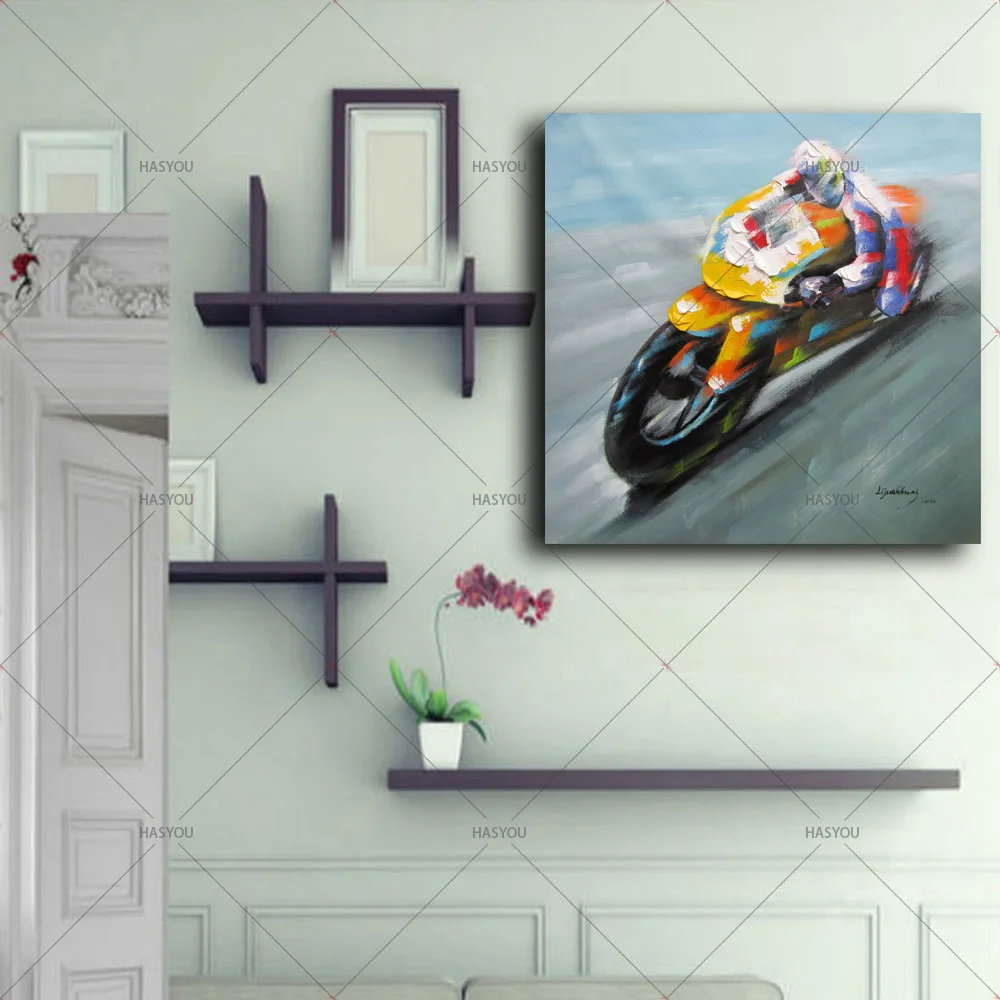 

top Artist Hand-painted High Quality Modern Motorbike Oil Painting On Canvas Abstract Motorbike Decorative Painting New Year