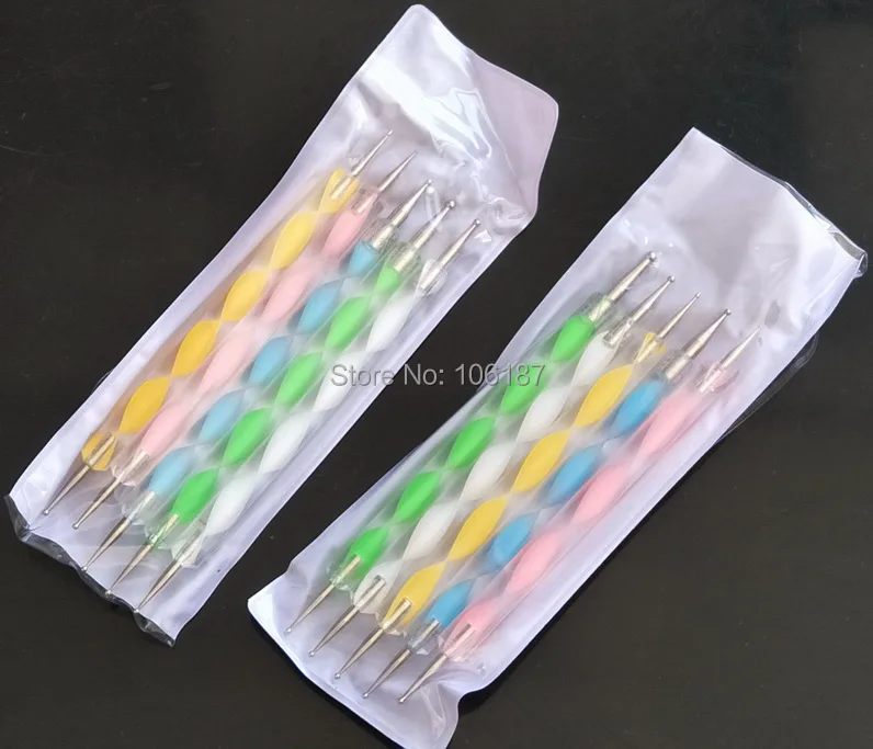 10Sets 5pcs/set 2way Nail Polish Art Dotting Marbleizing Pen Tools be used on Natural nails