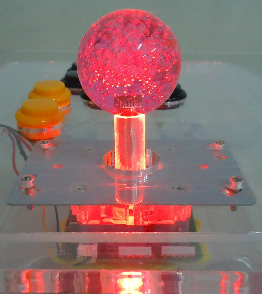 1 peça de joystick iluminado com bola e microinterruptor, peças para máquina de fliperama