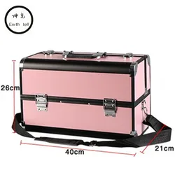 Portable Cosmetic Case Korean Professional Muti Tiers Large Capacity Design Travel Aluminum Alloy Bag Beauty Jewelry Box Handbag