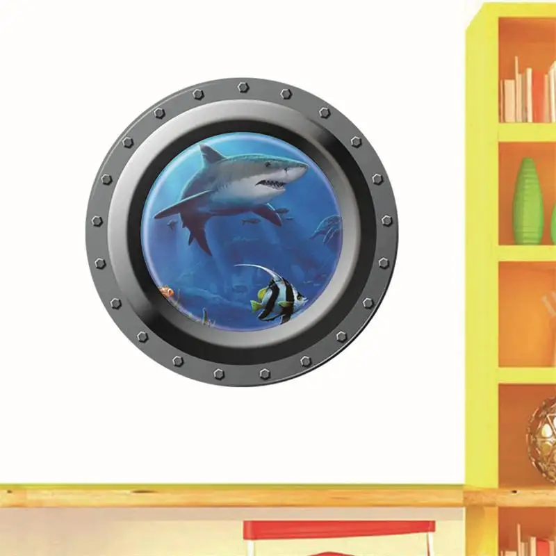 3d Ocean View window Submarine Wall Sticker Decals Porthole Graphics Sea Portal Peel stick Sea Cruise Wall Art kids Room Decor